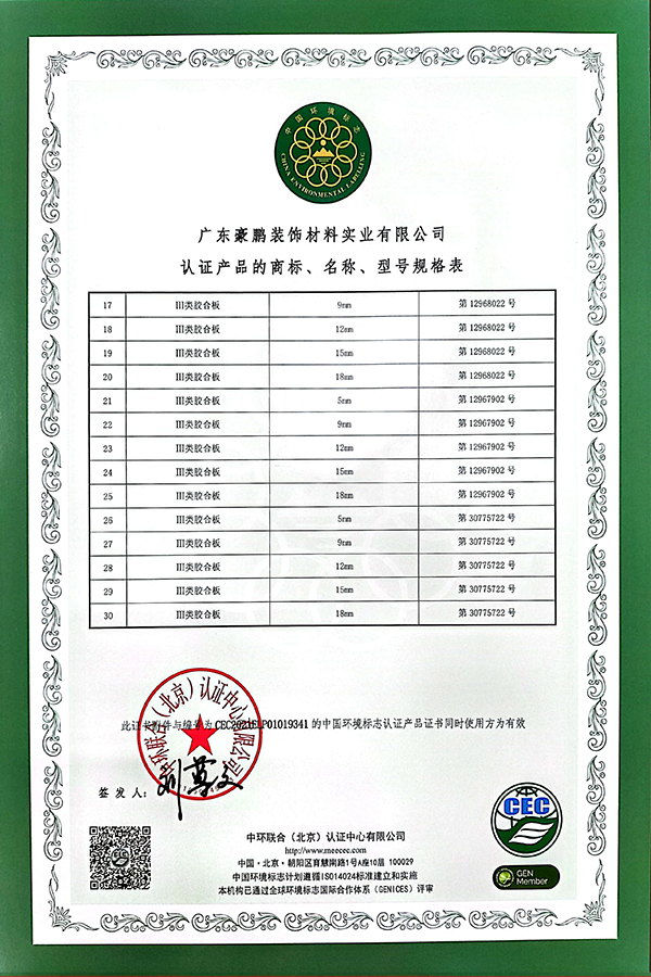 認(rèn)證產(chǎn)品的商標(biāo)名稱型號(hào)規(guī)格表